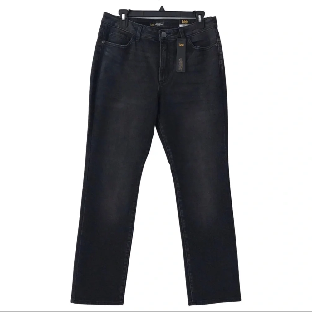 New! Lee Legendary Straight Leg Washed Black Jeans 12 Short